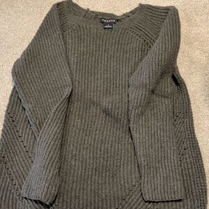 Trouve Dark Gray Ribbed Sweater